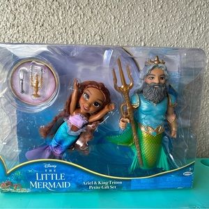 Disney's The Little Mermaid 6" Petite Character Gift Set Ariel and Triton NIB